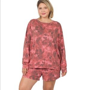 French Terry Tie Dye Oversized Top & Shorts Set